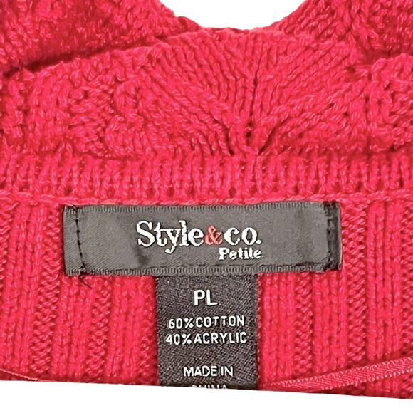 Style & Co Red Cowl Neck Knit Sweater Size Large Petite - Picture 4 of 5